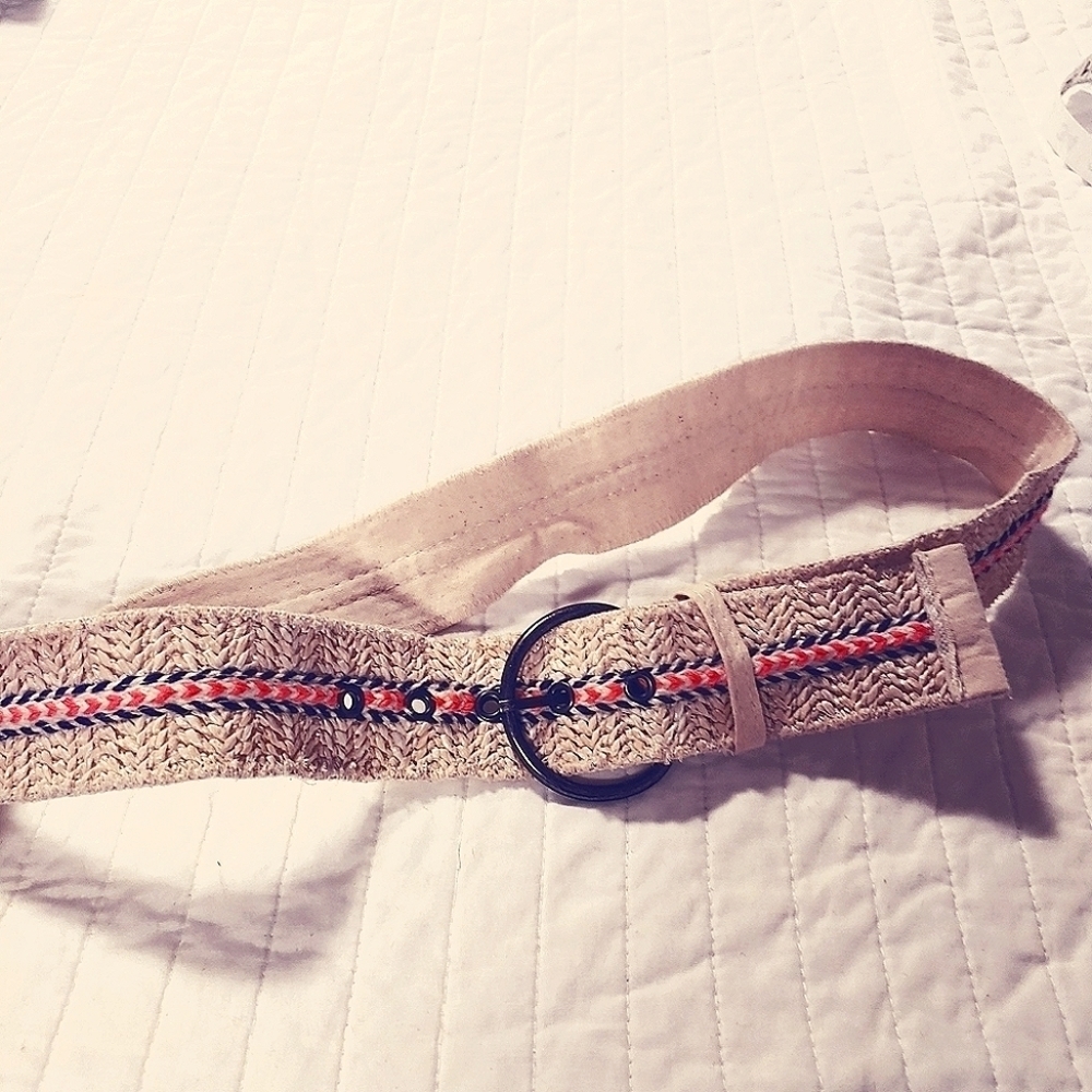 Braided Belt, Pink & Off white, 37 Inch, Size 3